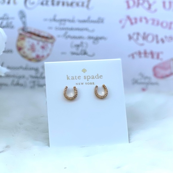 NEW KATE SPADE ♠️ WILD ONES HORSESHOE PAVE STUDS - Picture 4 of 10